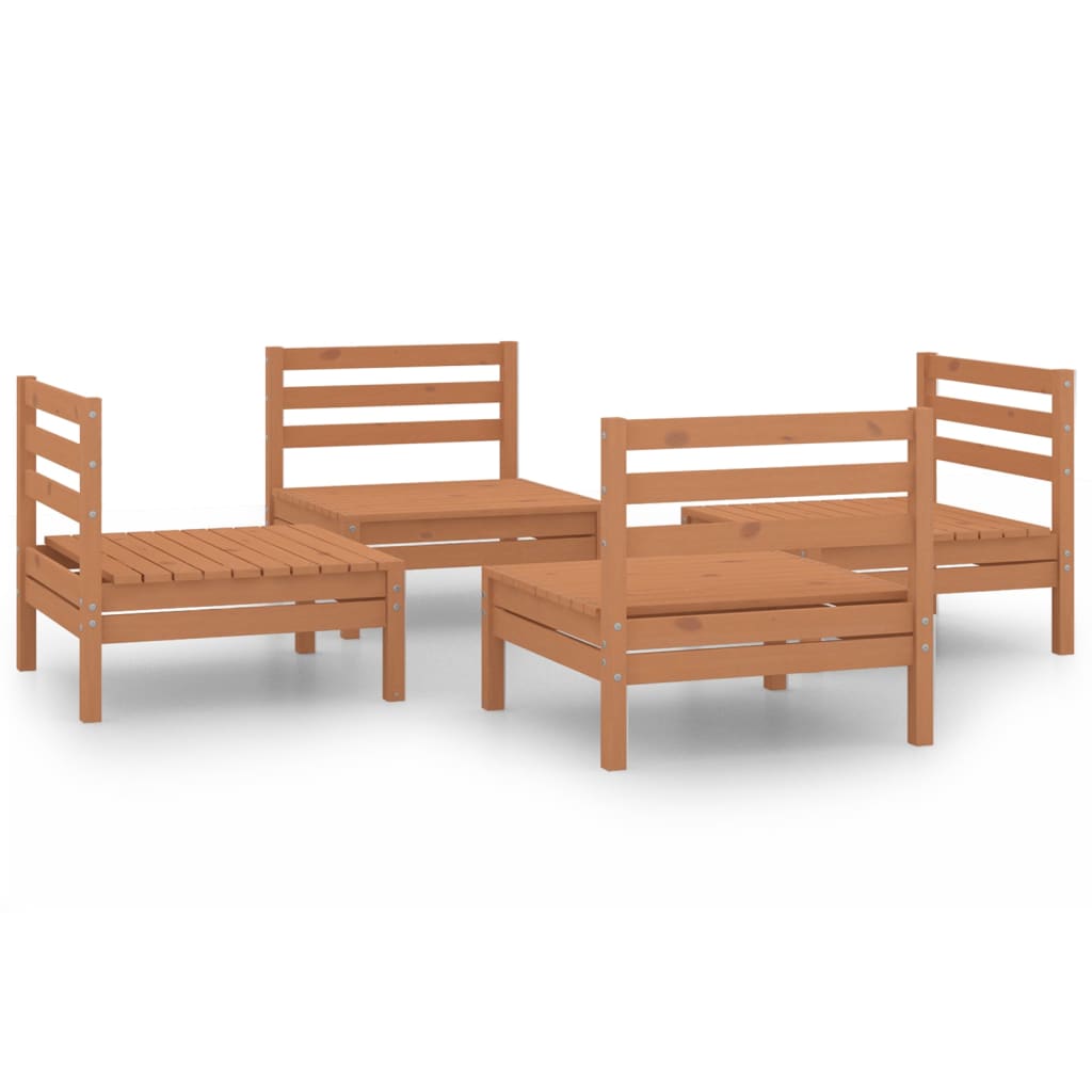 4 Piece Garden Lounge Set Honey Brown Solid Pinewood