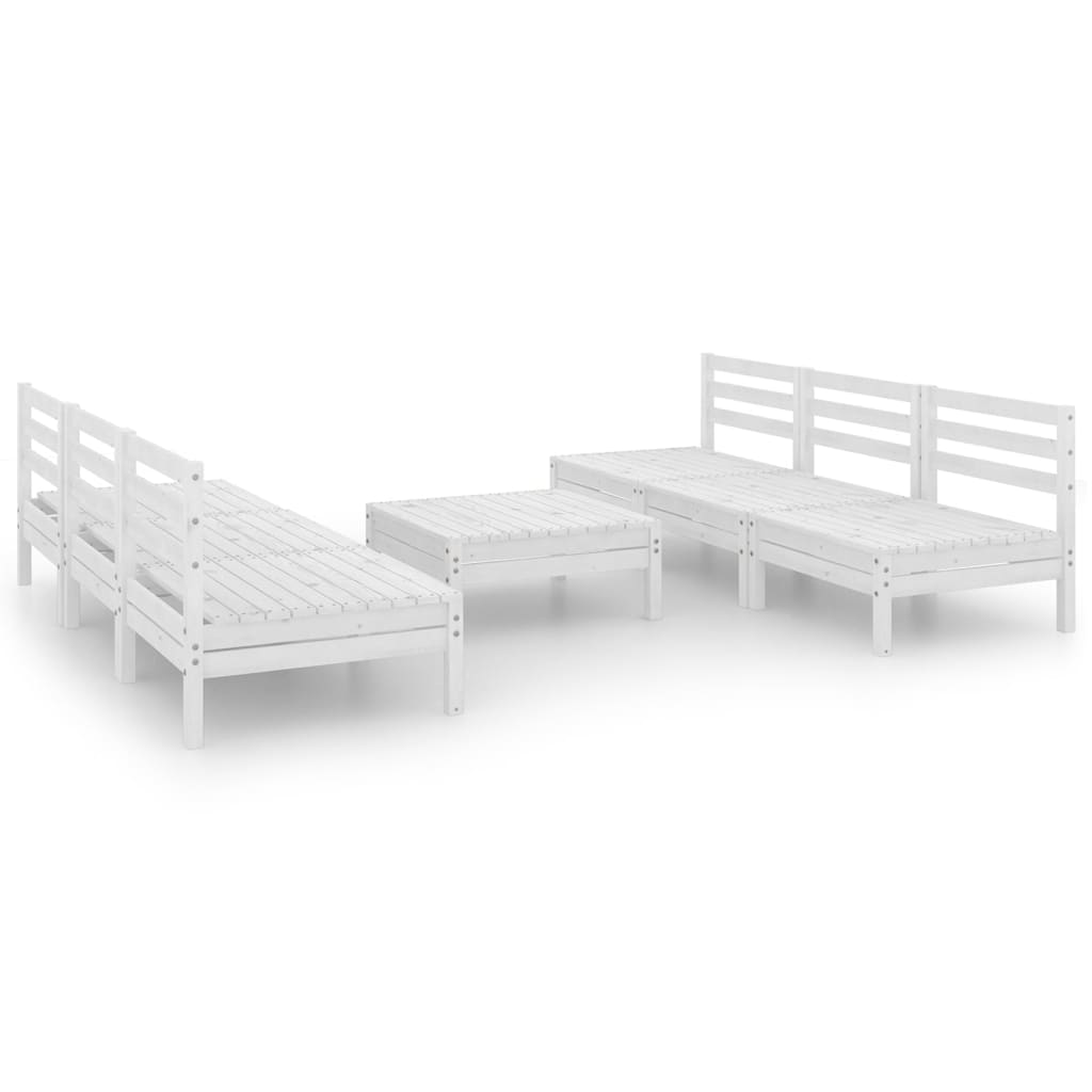 7 Piece Garden Lounge Set White Solid Pinewood