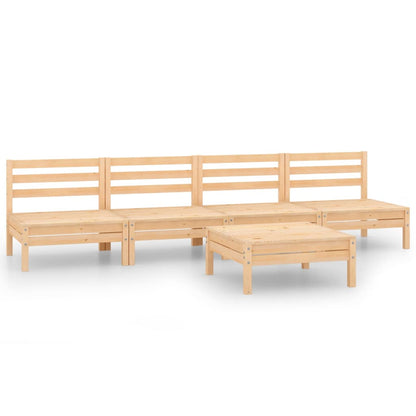 5 Piece Garden Lounge Set Solid Pinewood