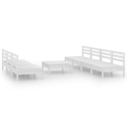 8 Piece Garden Lounge Set White Solid Pinewood