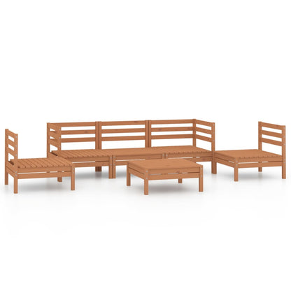 6 Piece Garden Lounge Set Honey Brown Solid Pinewood