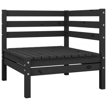 6 Piece Garden Lounge Set Black Solid Pinewood