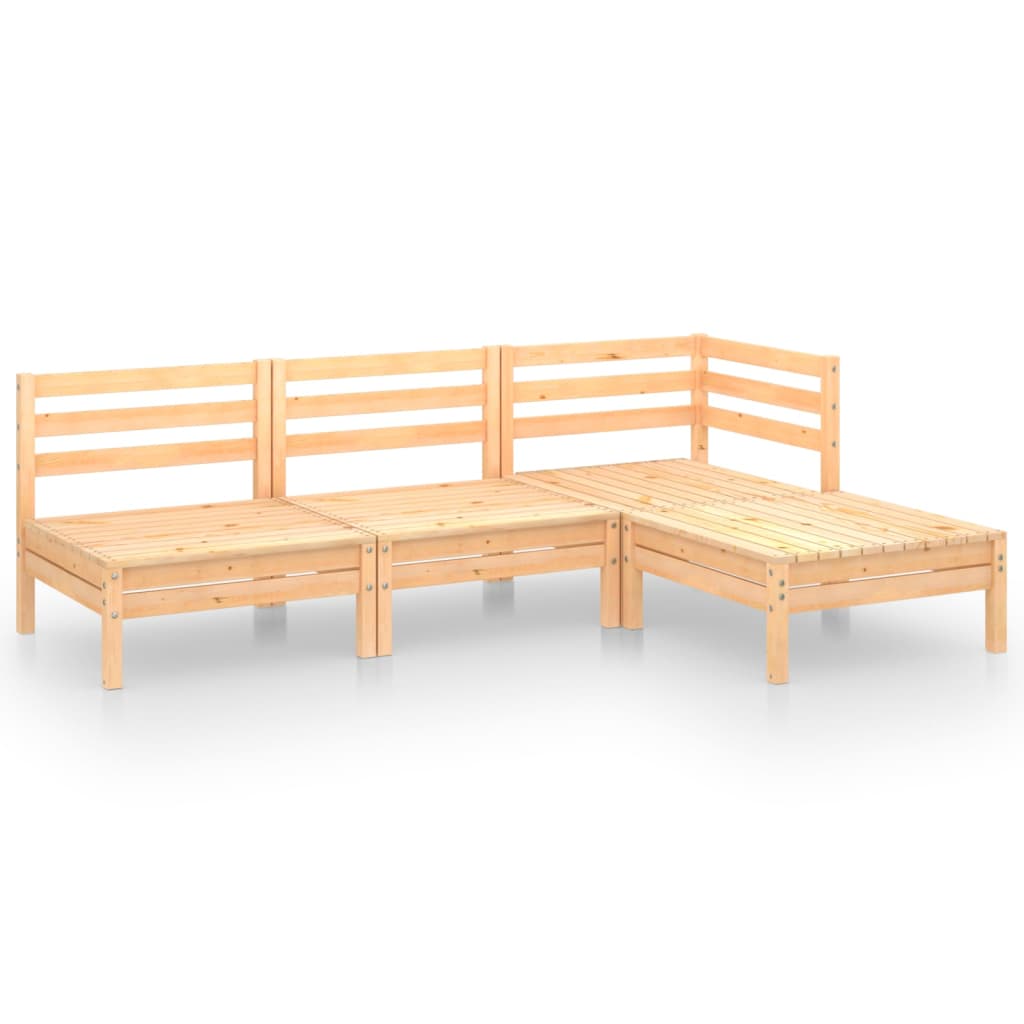 4 Piece Garden Lounge Set Solid Pinewood