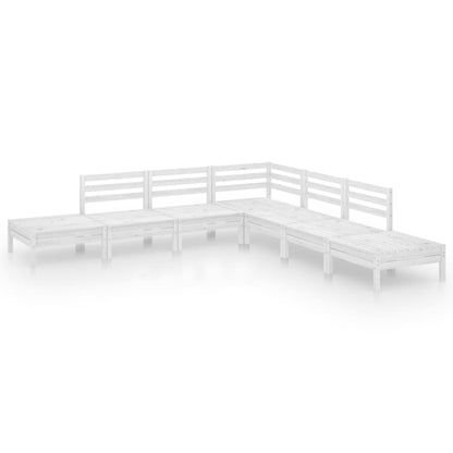 7 Piece Garden Lounge Set Solid Pinewood White