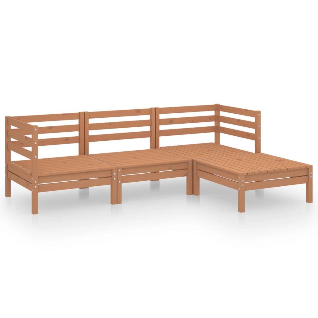 4 Piece Garden Lounge Set Solid Pinewood Honey Brown