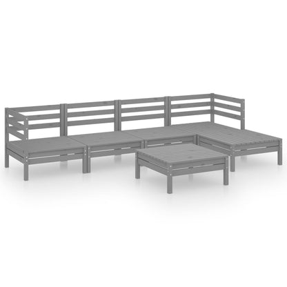 6 Piece Garden Lounge Set Solid Pinewood Grey