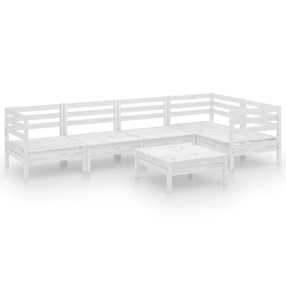 6 Piece Garden Lounge Set Solid Pinewood White