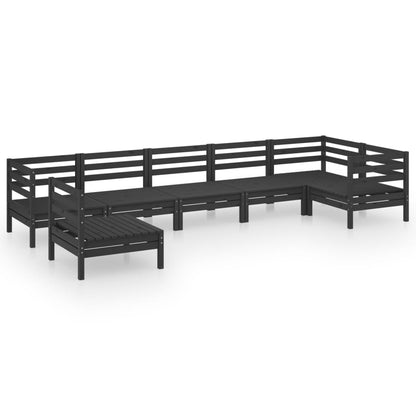 7 Piece Garden Lounge Set Solid Pinewood Black