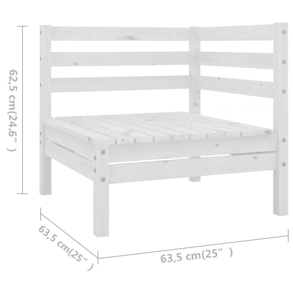 6 Piece Garden Lounge Set Solid Wood Pine White