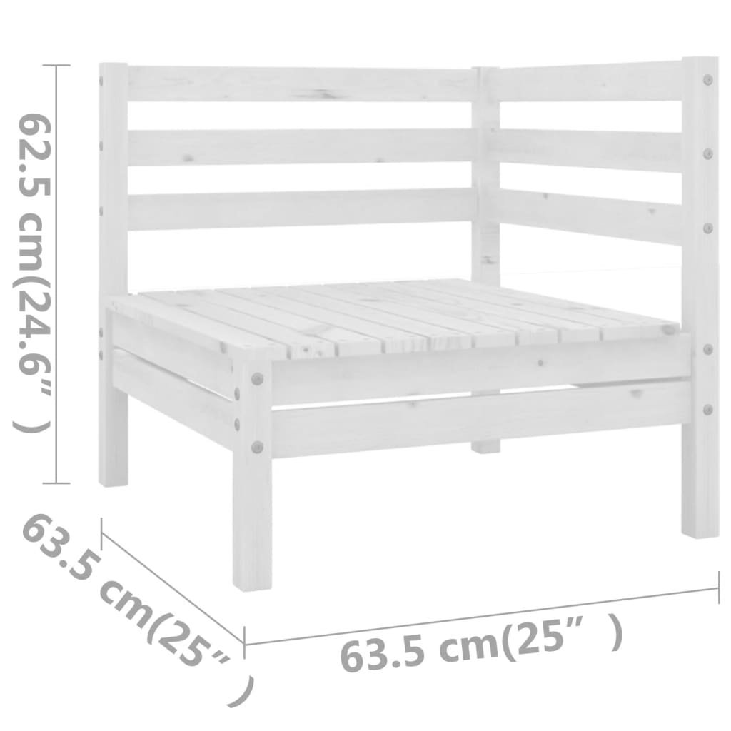 8 Piece Garden Lounge Set Solid Wood Pine White