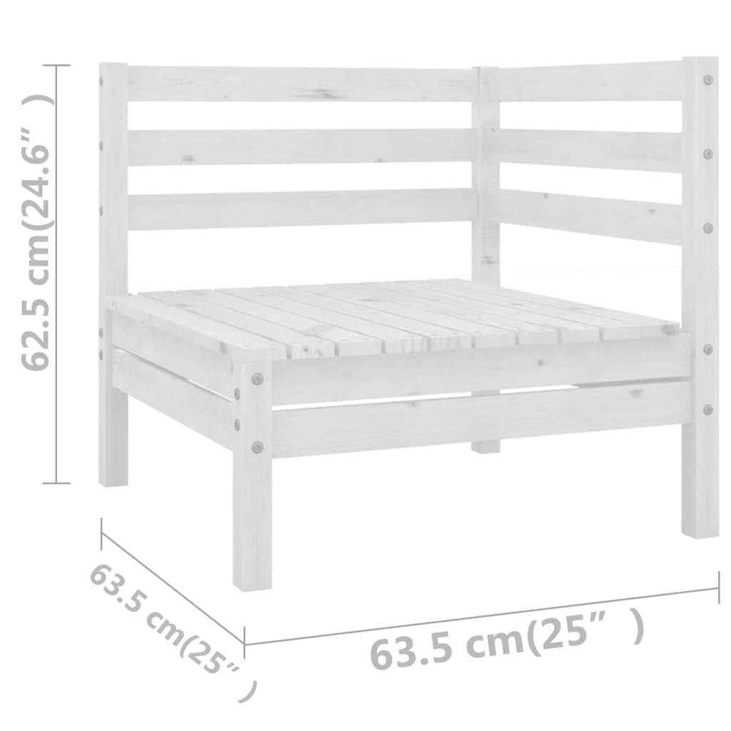 12 Piece Garden Lounge Set Solid Wood Pine White