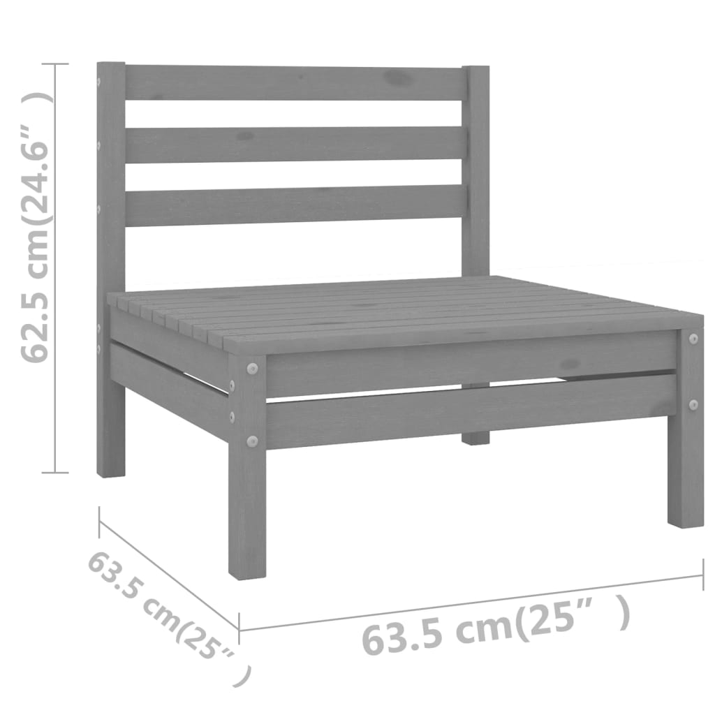 9 Piece Garden Lounge Set Solid Wood Pine Grey