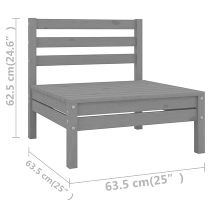 9 Piece Garden Lounge Set Solid Wood Pine Grey