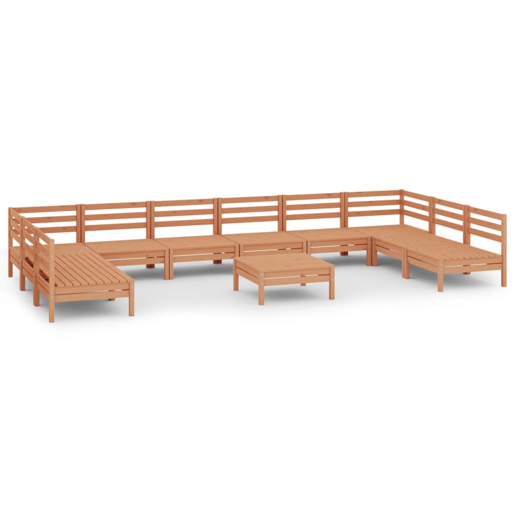 11 Piece Garden Lounge Set Honey Brown Solid Wood Pine