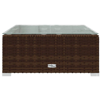 Garden Coffee Table Brown 60x60x30 cm Poly Rattan and Glass