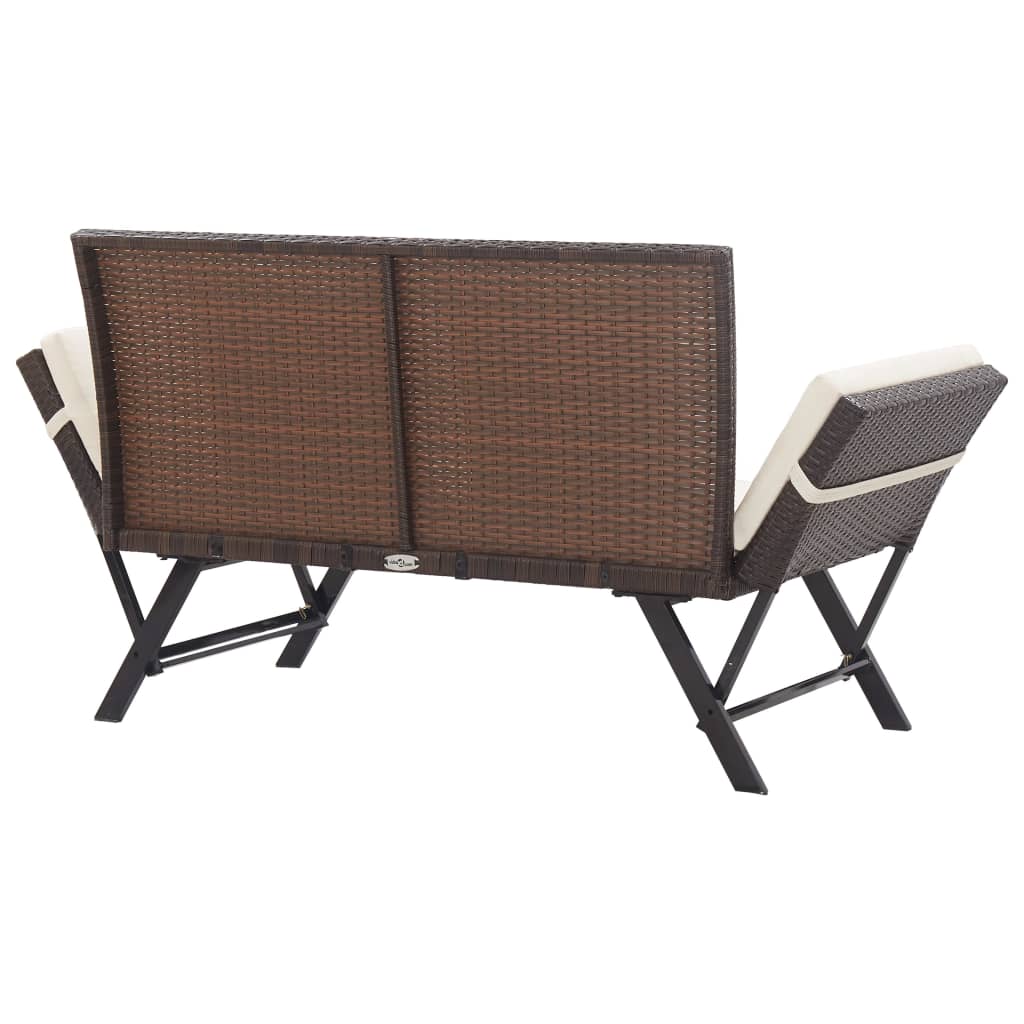 Garden Bench with Cushions Brown 176 cm Poly Rattan