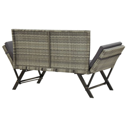 Garden Bench with Cushions Grey 176 cm Poly Rattan