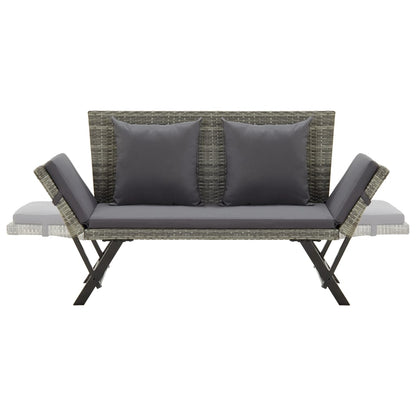 Garden Bench with Cushions Grey 176 cm Poly Rattan