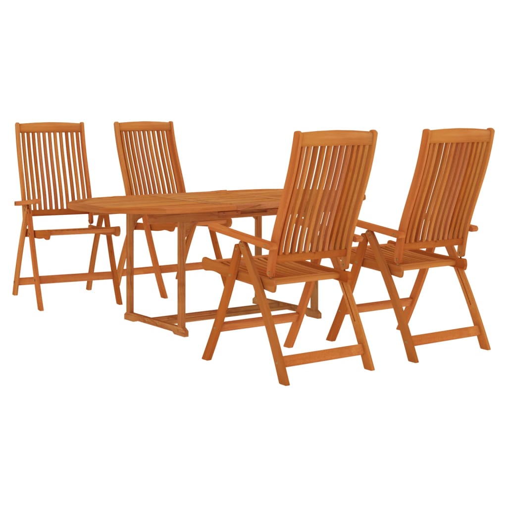 5 Piece Garden Dining Set Solid Wood Eucalyptus