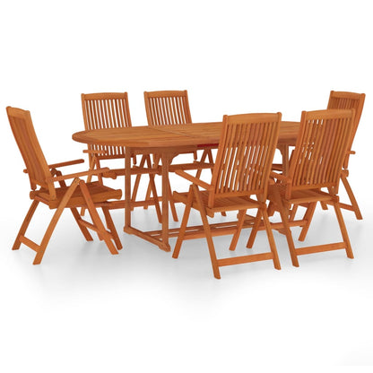 7 Piece Garden Dining Set Solid Wood Eucalyptus