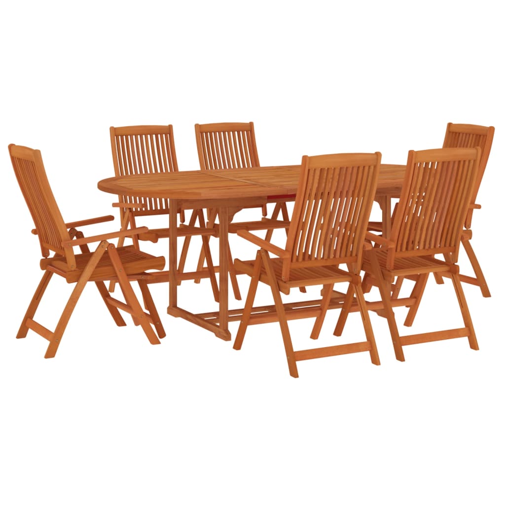 7 Piece Garden Dining Set Solid Wood Eucalyptus