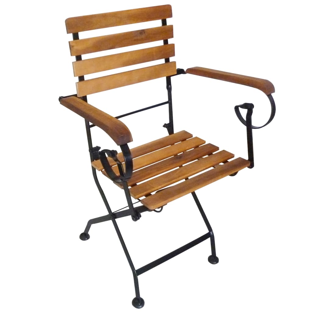 Folding Garden Chairs 4 pcs Steel and Solid Wood Acacia