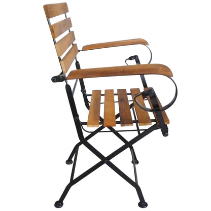 Folding Garden Chairs 4 pcs Steel and Solid Wood Acacia