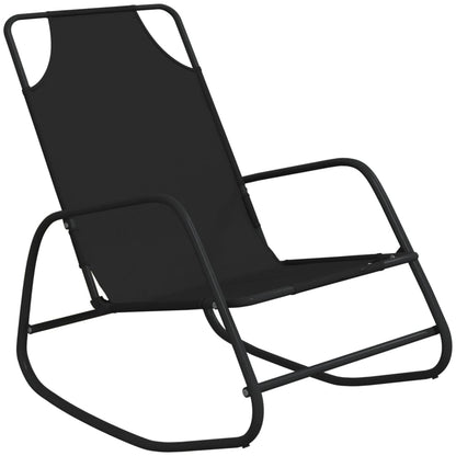 Rocking Sun Lounger Black Steel and Textilene