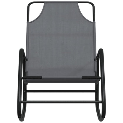 Rocking Sun Loungers 2 pcs Grey Steel and Textilene