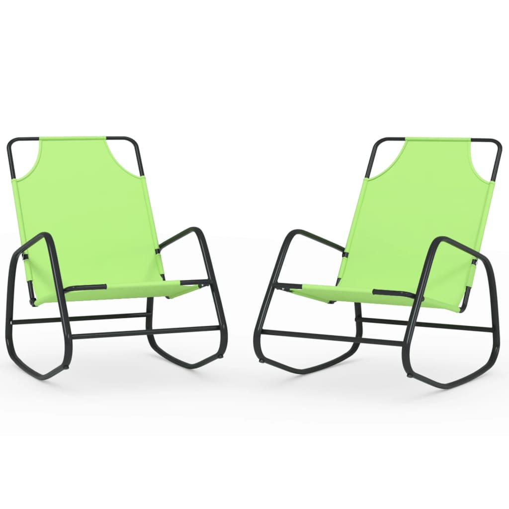 Rocking Sun Loungers 2 pcs Green Steel and Textilene