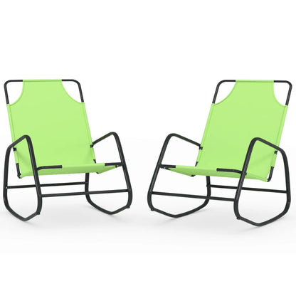 Rocking Sun Loungers 2 pcs Green Steel and Textilene