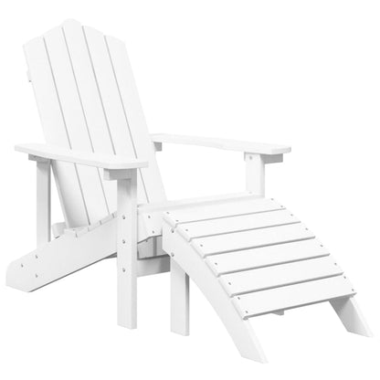 Garden Adirondack Chair with Footstool HDPE White