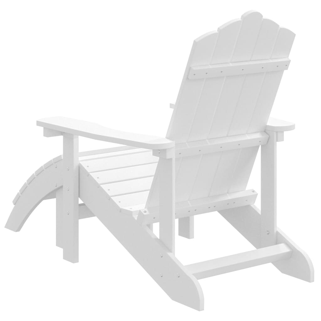 Garden Adirondack Chair with Footstool HDPE White