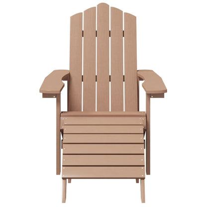 Garden Adirondack Chair with Footstool HDPE Brown