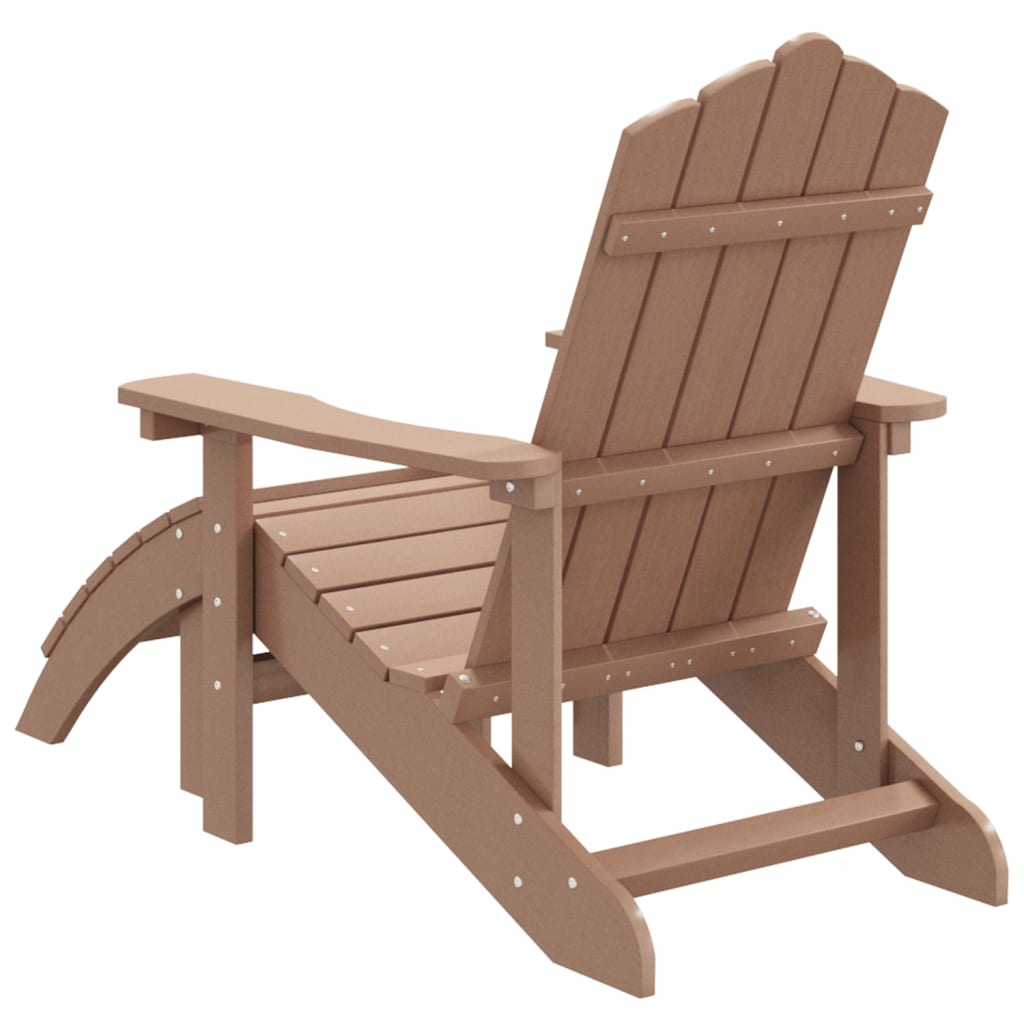 Garden Adirondack Chair with Footstool HDPE Brown