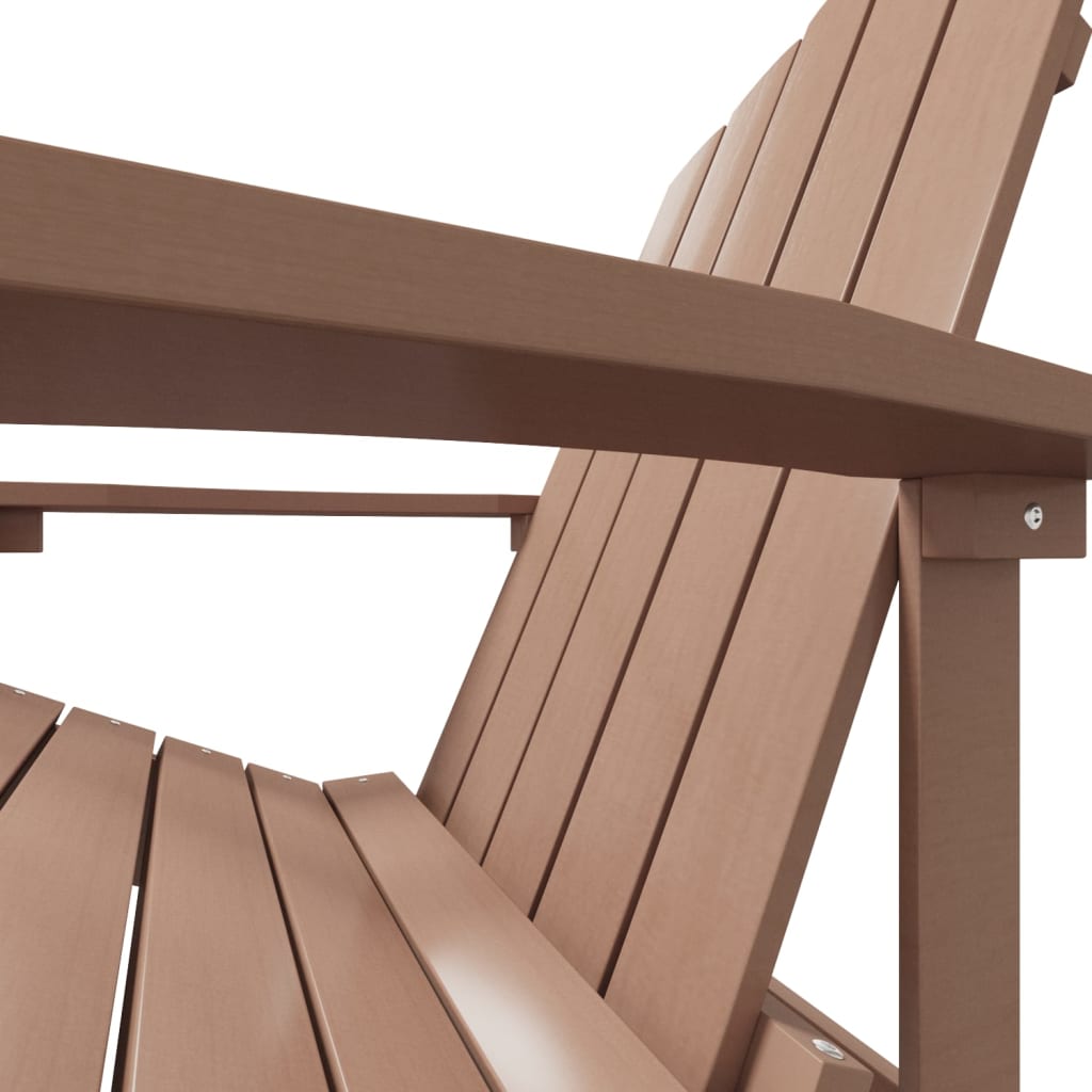 Garden Adirondack Chair with Footstool HDPE Brown