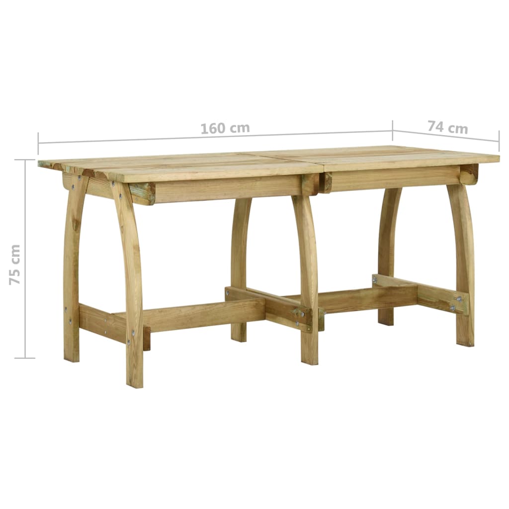 Garden Table 160x74x75 cm Impregnated Pinewood