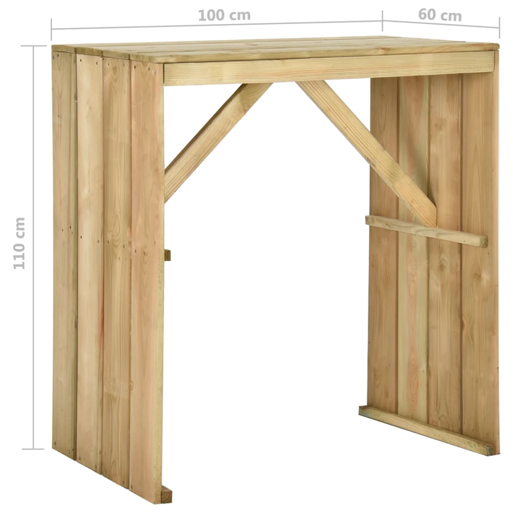 Bar Table 100x60x110 cm Impregnated Pinewood