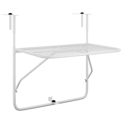 Balcony Table White 60x40 cm Steel