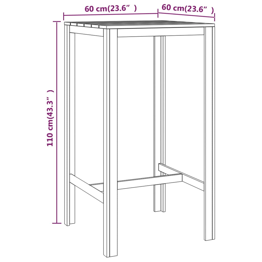 Bar Table 60x60x110 cm Impregnated Pinewood