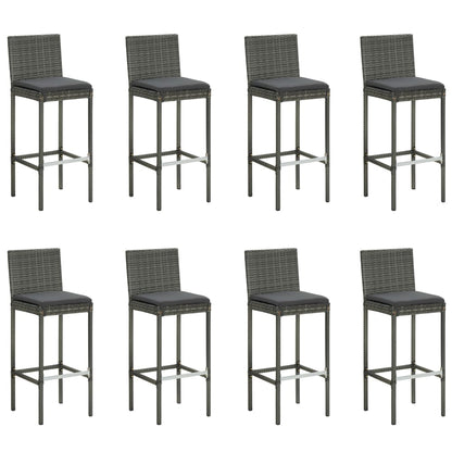 9 Piece Garden Bar Set with Cushions Poly Rattan Grey