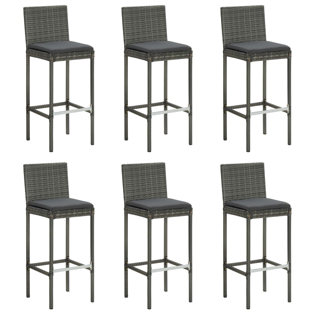 7 Piece Garden Bar Set with Cushions Poly Rattan Grey