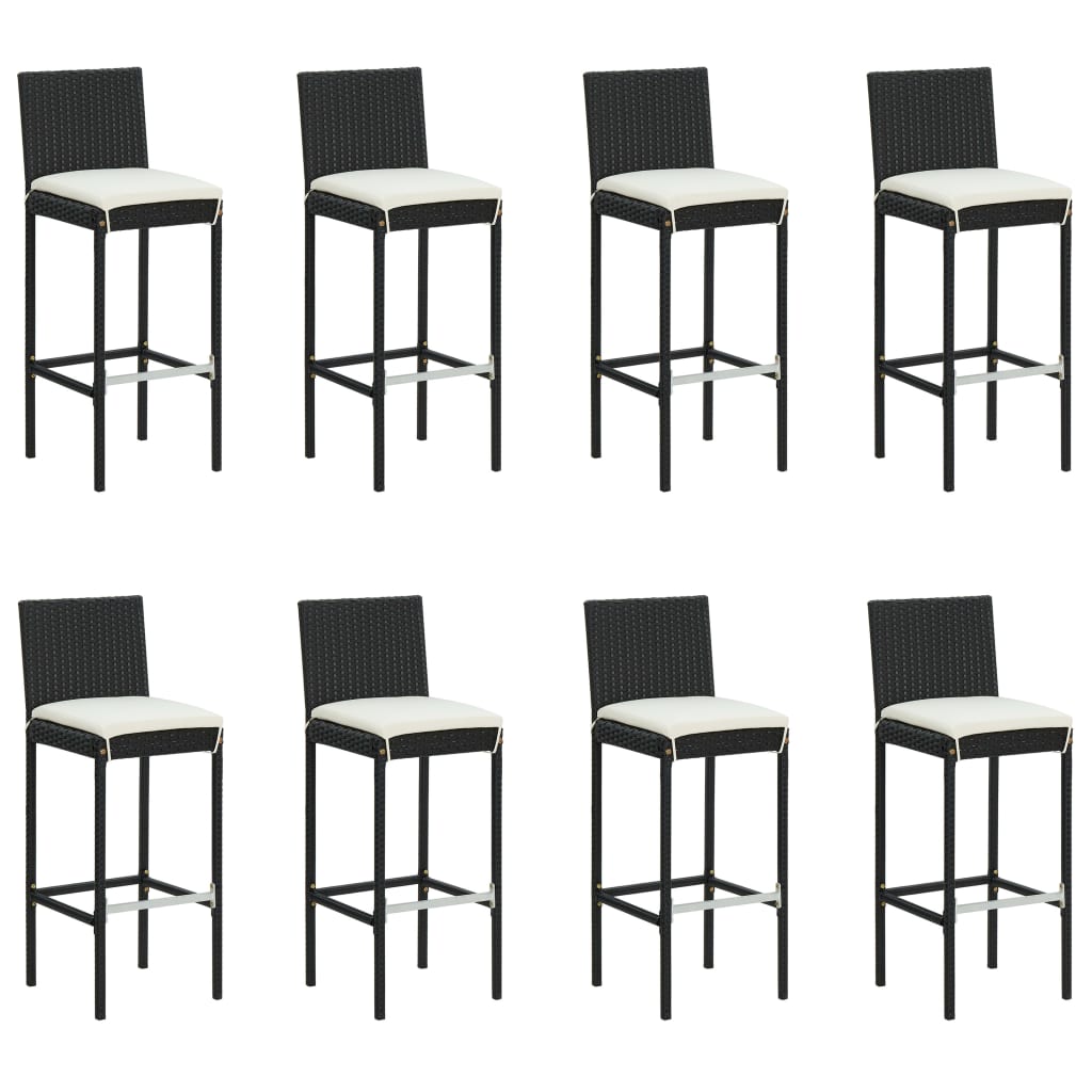 9 Piece Garden Bar Set with Cushions Poly Rattan Black