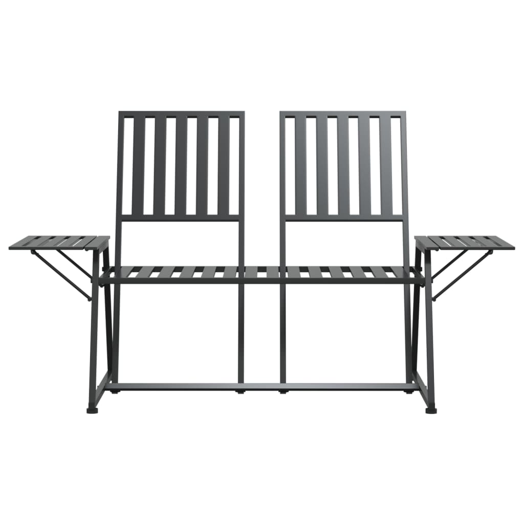 2-Seater Garden Bench 165 cm Black Steel