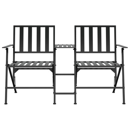 Folding 2-Seater Garden Bench 137 cm Black Steel