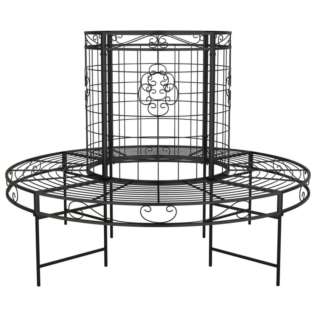 Round Tree Bench Ã˜137 cm Black Steel