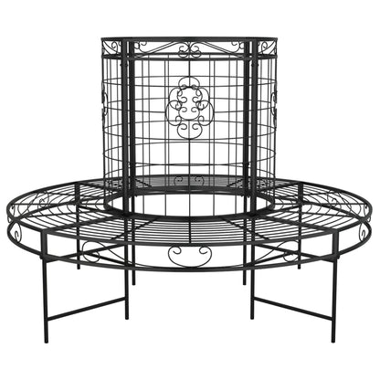 Round Tree Bench Ã˜137 cm Black Steel