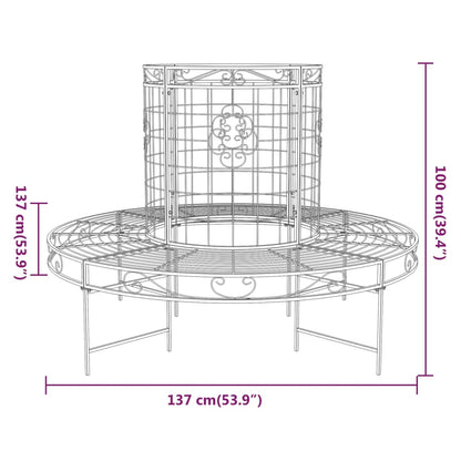 Round Tree Bench Ã˜137 cm Black Steel