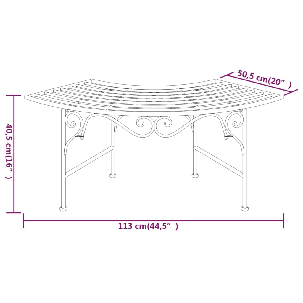 Tree Bench 113 cm Black Steel