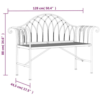 2-Seater Garden Bench 128 cm Black Steel